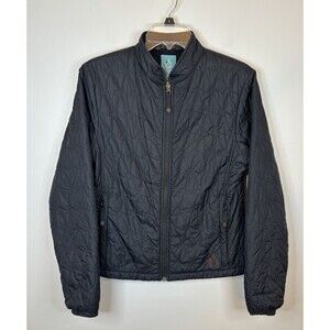 ISIS Thermolite Black Quilted Jacket Women 8 Full Zip Pockets Nylon Lined Coat